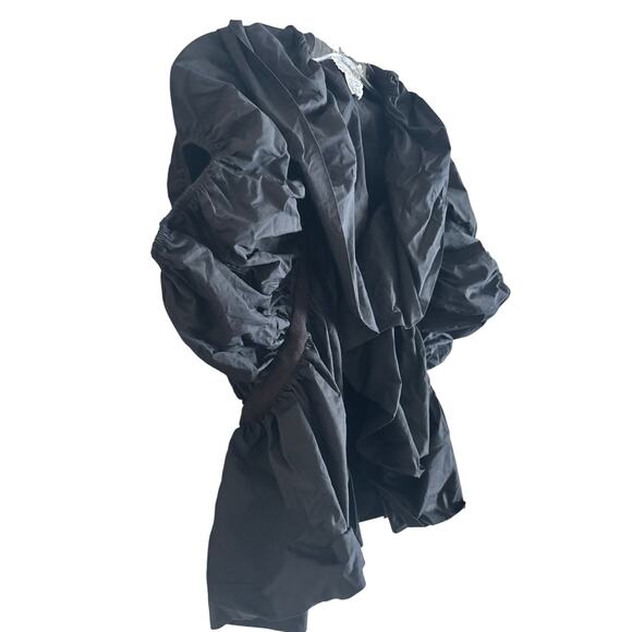 Ryu Women’s Black Ruffle Puff Balloon Sleeve Shrug Bolero Jacket Cotton Small - Picture 3 of 6